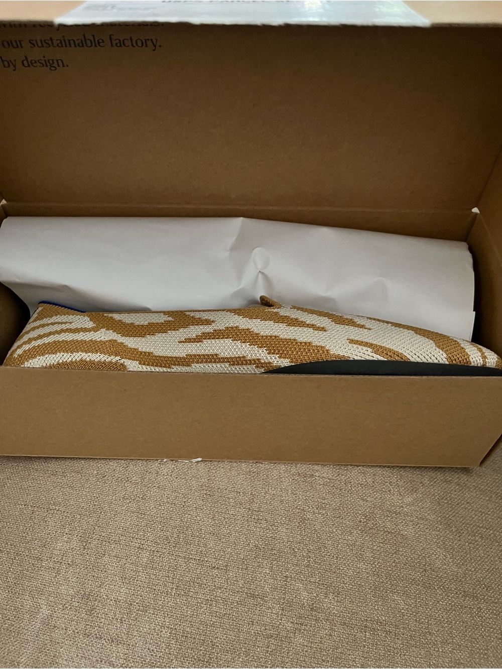 Rothy's Cream & Brown Zebra-Print Loafers